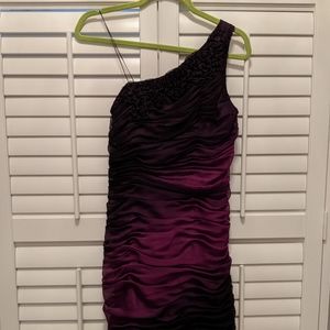 Adrianna Papell women's purple ruched dress.